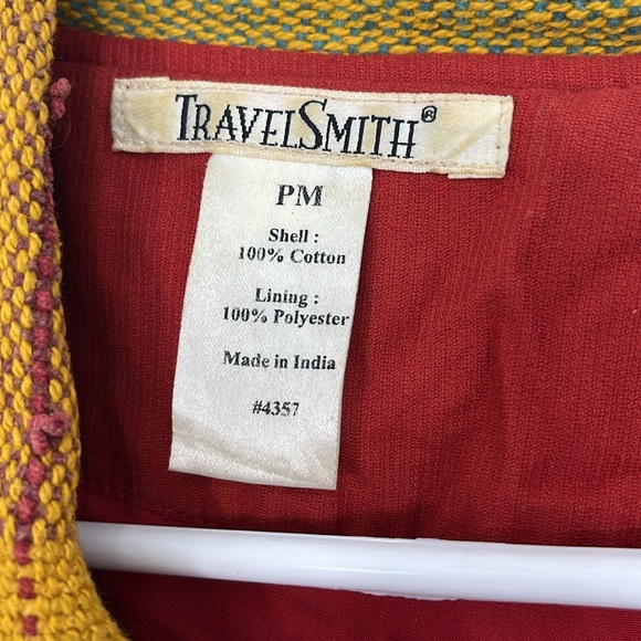 Vintage TravelSmith Petite Medium Yellow, Blue Patchwork Tapestry Jacket - Picture 6 of 11